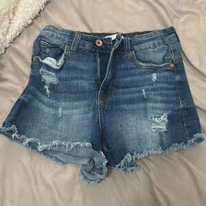 Dark blue ripped jean shorts size 3